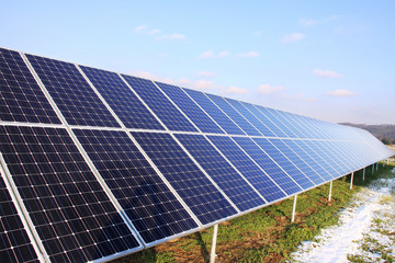 Solar Power Station in the snowy Nature