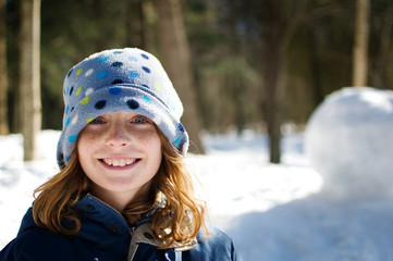 pretty girl wearing a winter hat