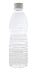 plastic bottle with mineral watercut out on white with path