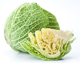 Photo of fresh cabbage on a white background