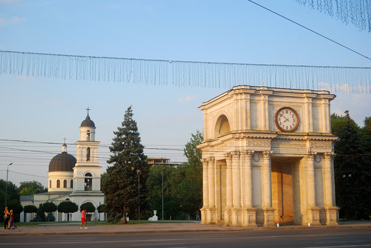 Triumphal Arch and the Cathedral, Chisinau, Moldova
