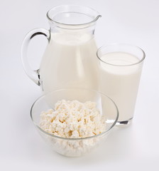 Milk and cottage cheese.