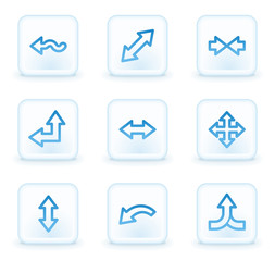 Arrows web icons set 2, white square buttons