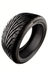 Rubber tire or tyre on white