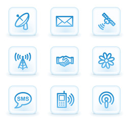 Communication  web icons, white square buttons