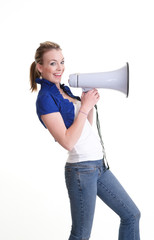 young woman with megaphone