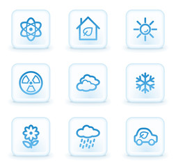 Ecology web icons set 2, white square buttons