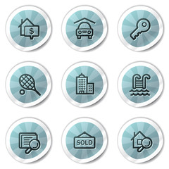 Real estate web icons, blue shine stickers series