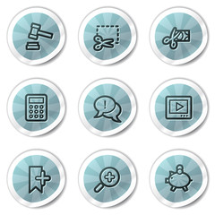 Shopping web icons set 3, blue shine stickers series