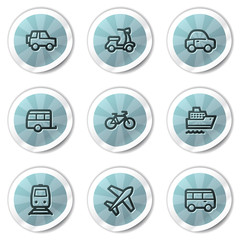 Transport web icons, blue shine stickers series