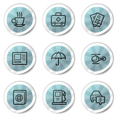 Travel web icons set 4, blue shine stickers series