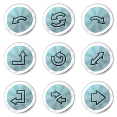 Arrows web icons set 1, blue shine stickers series