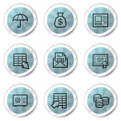 Banking web icons, blue shine stickers series