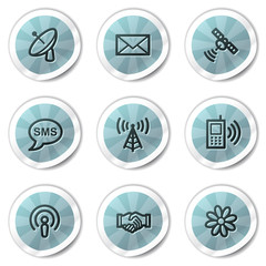 Communication web icons, blue shine stickers series