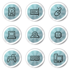 Computer web icons, blue shine stickers series