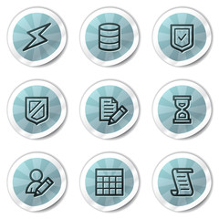 Database web icons, blue shine stickers series