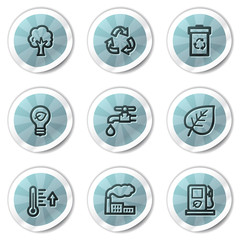 Ecology web icons set 1, blue shine stickers series