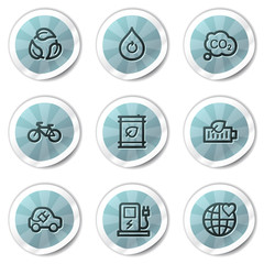 Ecology web icons set 4, blue shine stickers series