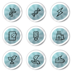 Ecology web icons set 5, blue shine stickers series