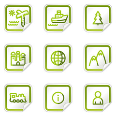 Travel web icons set 1, green stickers series