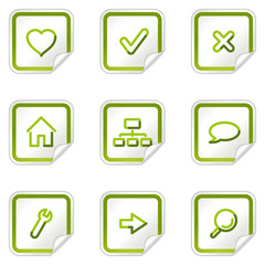 Basic web icons, green stickers series
