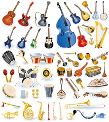 Big collection of music instruments