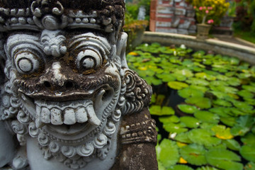 Hindu Temple Statue Pond Bali