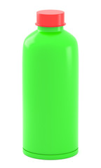 Green plastic bottle isolated on white background