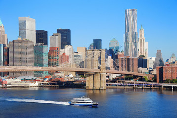 New York City skyline with Brooklyn Bridge
