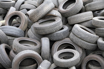 A pile of used discarded rubber tires  Kutna Hora Czech republic