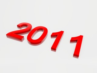 Year 2011 in 3D on white Background