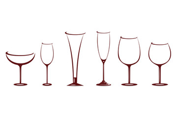 various shapes of wine glasses