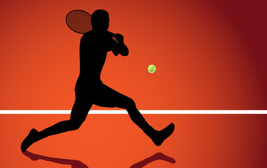 Fototapeta na wymiar Tennis player silhouette