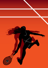 Tennis player silhouette vector women
