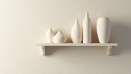Fototapeta na wymiar ceramics vases on the shelf