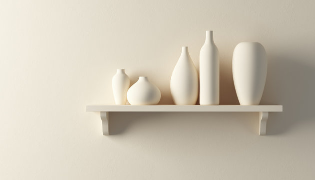 Ceramics Vases On The Shelf