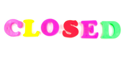 closed written in fridge magnets