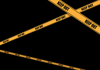 A variety of yellow caution tapes in vector format for construct