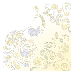 vector floral  background with peacock