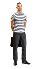 Fototapeta premium young handsome fashion man with suitcase