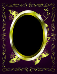 Abstract Gold and Purple Floral Vector Design