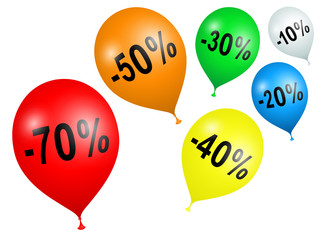 Soldes en ballons colorés