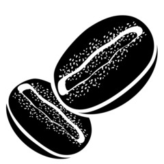 Two stylized coffee beans on white background