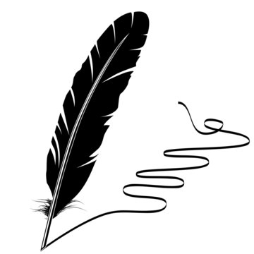 recommend clip art: Vector mohochrome writing old feather and flourish