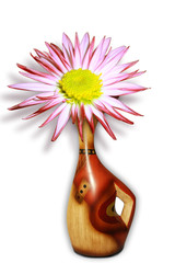 Beautiful painted vase with pink and red flower