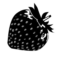 Black-and-white ripe strawberry isolated on white background