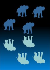 Elephant-silhouettes, vector illusration