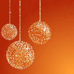Orange glitter Christmas balls