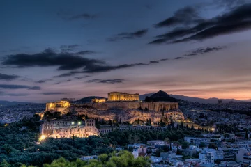 Foto op Canvas Parthenon en Akropolis, Athene bij zonsopgang © avorym