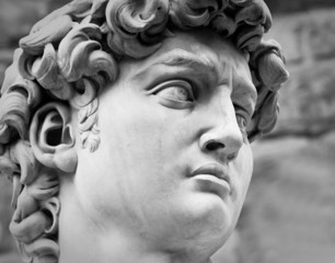 Detail of head of Michelangelo's David, Florence